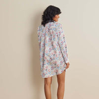 Printed Poplin Women's Nightshirt - Floral Garden, XS,Floral Garden Multi