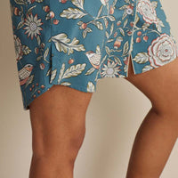 Printed Poplin Women's Nightshirt - Birds & Flowers, XS,Birds & Flowers