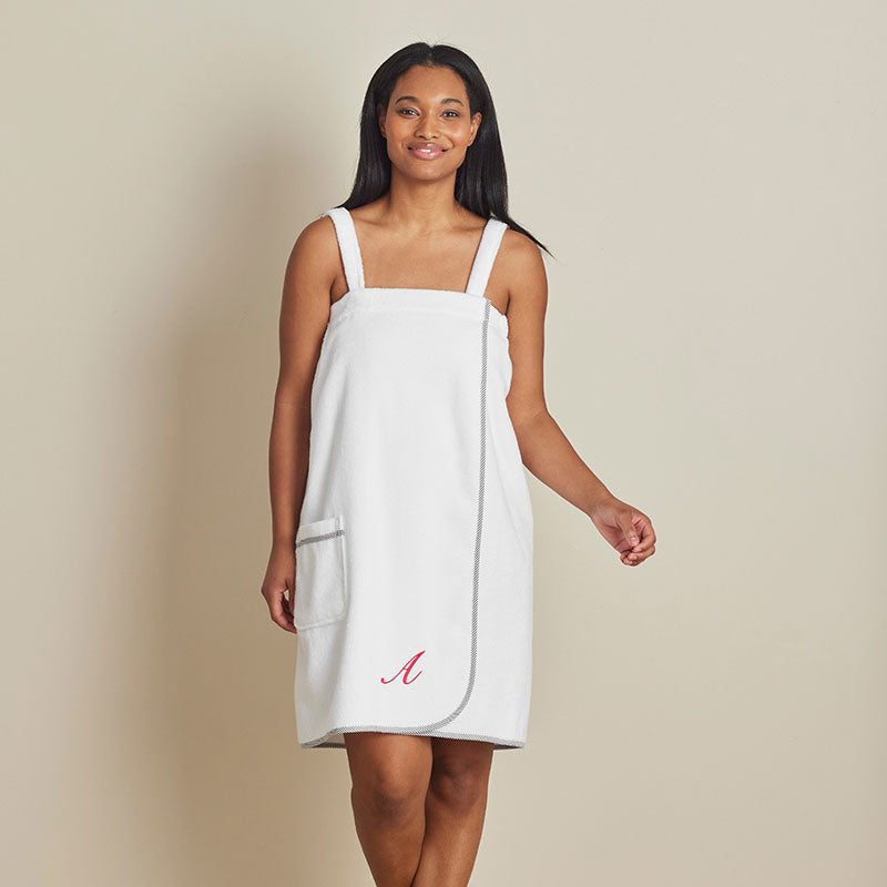 Contrast Piping Women's Shower Wrap - White/Black, S/M,White/Black
