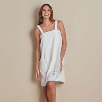 Contrast Piping Women's Shower Wrap - White/Blue, S/M,White/Blue