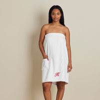 Contrast Piping Women's Shower Wrap - White/Pink, S/M,White/Pink