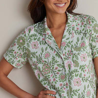 Printed Peruvian Cotton Women's Shorts Set - Floral Trail, XXL,Floral Trail
