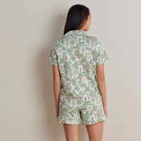 Printed Peruvian Cotton Women's Shorts Set - Floral Trail, XXL,Floral Trail