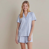 Printed Peruvian Cotton Women's Shorts Set - Bergen Blue, S,Bergen Blue