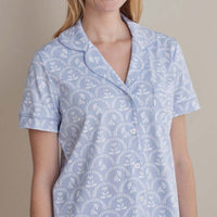 Printed Peruvian Cotton Women's Shorts Set - Bergen Blue, S,Bergen Blue
