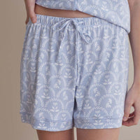 Printed Peruvian Cotton Women's Shorts Set - Bergen Blue, S,Bergen Blue