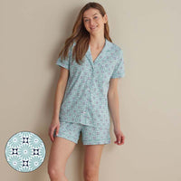 Printed Peruvian Cotton Women's Shorts Set - Cool Daisy, S,Cool Daisy
