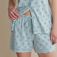 Printed Peruvian Cotton Women's Shorts Set - Cool Daisy, S,Cool Daisy