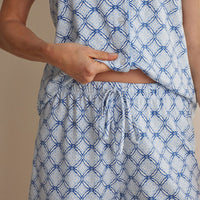 Printed Peruvian Cotton Women's Shorts Set - Mosaic Blue, XXL,Mosaic Blue