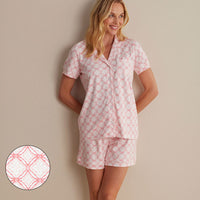 Printed Peruvian Cotton Women's Shorts Set - Mosaic Pink, XXL,Mosaic Pink