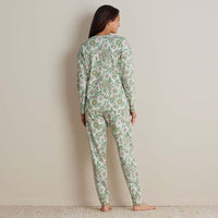 Printed Peruvian Cotton Women's Jogger Pants Pajama Set - Floral Trail, XXL,Floral Trail