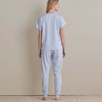 Printed Peruvian Cotton Women's Jogger Pants Pajama Set - Bergen Blue, M,Bergen Blue