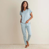 Printed Peruvian Cotton Women's Jogger Pants Pajama Set - Cool Daisy, S,Cool Daisy
