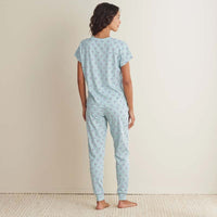 Printed Peruvian Cotton Women's Jogger Pants Pajama Set - Cool Daisy, S,Cool Daisy