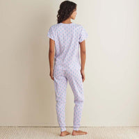 Printed Peruvian Cotton Women's Jogger Pants Pajama Set - Petite Floral, XS,Petite Floral
