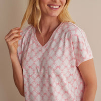 Printed Peruvian Cotton Women's Jogger Pants Pajama Set - Mosaic Pink, XXL,Mosaic Pink