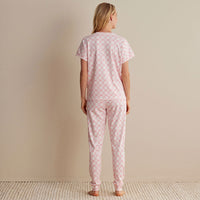 Printed Peruvian Cotton Women's Jogger Pants Pajama Set - Mosaic Pink, XXL,Mosaic Pink