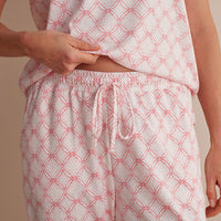 Printed Peruvian Cotton Women's Jogger Pants Pajama Set - Mosaic Pink, XXL,Mosaic Pink