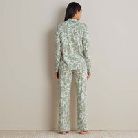Printed Peruvian Cotton Women's Button-Down Pajama Set - Floral Trail, XXL,Floral Trail