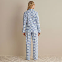 Printed Peruvian Cotton Women's Button-Down Pajama Set - Mosaic Blue, XXL,Mosaic Blue