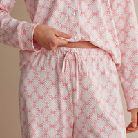 Printed Peruvian Cotton Women's Button-Down Pajama Set - Mosaic Pink, XXL,Mosaic Pink
