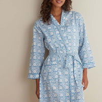 Printed Voile Women's Kimono Robe - Floral Weave, M/L,Floral Weave
