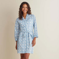 Printed Voile Women's Kimono Robe - Floral Weave, M/L,Floral Weave