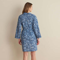 Printed Voile Women's Kimono Robe - Indigo Floral, M/L,Indigo Floral
