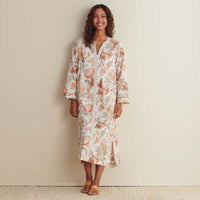 Printed Voile Women's Caftan - Wild Bloom, XS,Wild Bloom