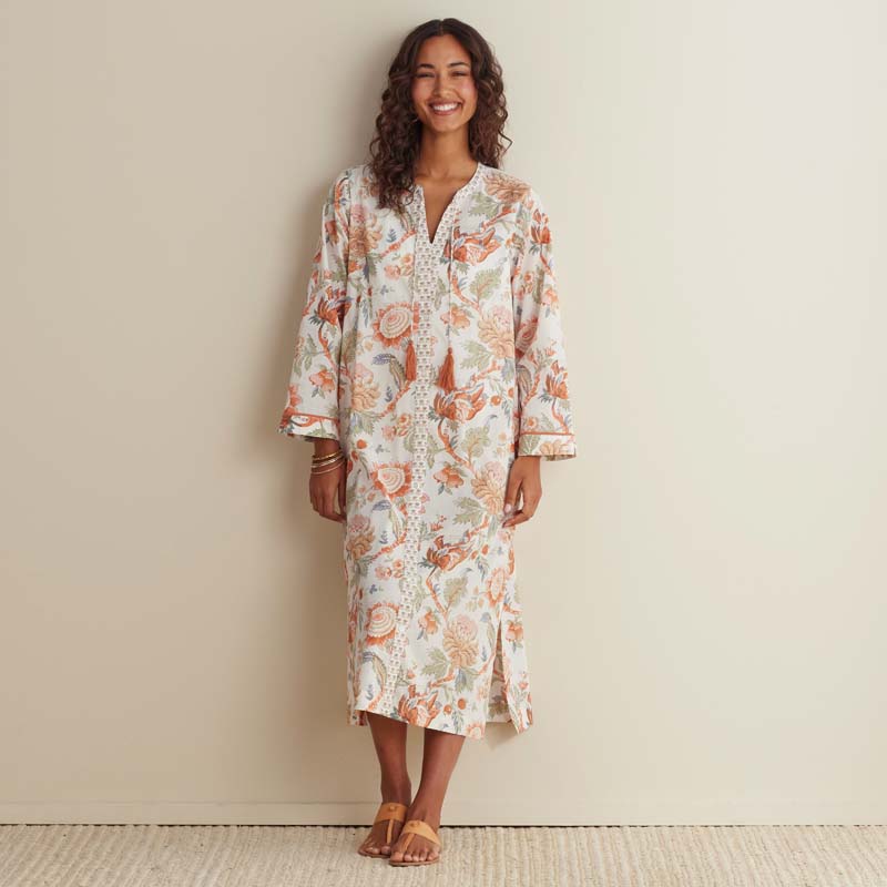 Printed Voile Women's Caftan - Wild Bloom, XS,Wild Bloom