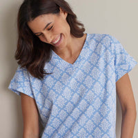 Printed Pima Cotton Women's Jogger Pants Pajama Set - Lisbon Blue, S,Lisbon Blue