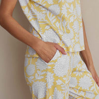 Printed Pima Cotton Women's Jogger Pants Pajama Set - Avignon, XXL,Avignon
