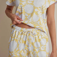 Printed Pima Cotton Women's Jogger Pants Pajama Set - Avignon, XXL,Avignon