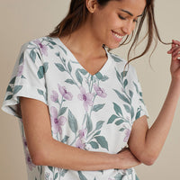 Printed Pima Cotton Women's Jogger Pants Pajama Set - Quiet Garden, XXL,Quiet Garden