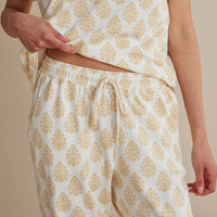 Printed Pima Cotton Women's Jogger Pants Pajama Set - Butti Bouquet, XXL,Butti Bouquet