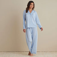 Cotton Modal Women's Button-Down Pajama Set - Vintage Leaf, XXL,Vintage Leaf