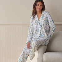 Cotton Modal Women's Button-Down Pajama Set - Flower Burst, XXL,Flower Burst