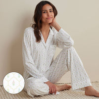 Cotton Modal Women's Button-Down Pajama Set - Framed Flowers, XXL,Framed Flowers