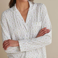 Cotton Modal Women's Button-Down Pajama Set - Framed Flowers, XXL,Framed Flowers