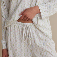 Cotton Modal Women's Button-Down Pajama Set - Framed Flowers, XXL,Framed Flowers