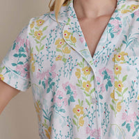 Cotton Modal Women's Cropped Pants Pajama Set - Spring Garden, S,Spring Garden