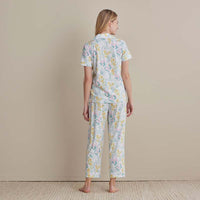 Cotton Modal Women's Cropped Pants Pajama Set - Spring Garden, S,Spring Garden