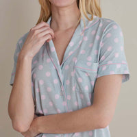 Cotton Modal Women's Cropped Pants Pajama Set - Pretty Dot, S,Pretty Dot