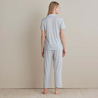 Cotton Modal Women's Cropped Pants Pajama Set - Pretty Dot, S,Pretty Dot