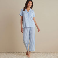 Cotton Modal Women's Cropped Pants Pajama Set - Vintage Leaf, XXL,Vintage Leaf
