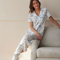 Cotton Modal Women's Cropped Pants Pajama Set - Flower Burst, XXL,Flower Burst