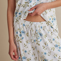 Cotton Modal Women's Cropped Pants Pajama Set - Flower Burst, XXL,Flower Burst