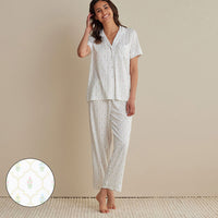 Cotton Modal Women's Cropped Pants Pajama Set - Framed Flowers, XXL,Framed Flowers