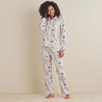 Printed Poplin Women's Button-Down Pajama Set - Kittie Party, XXL,Kittie Party