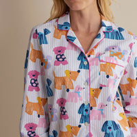 Printed Poplin Women's Button-Down Pajama Set - Colorful Dogs, XXL,Colorful Dogs